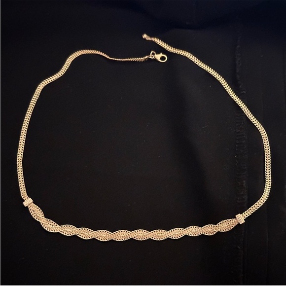 Two (2) 10K YG  Italian Double Curb Link Braided Chain Yellow Gold Necklace - Picture 1 of 6